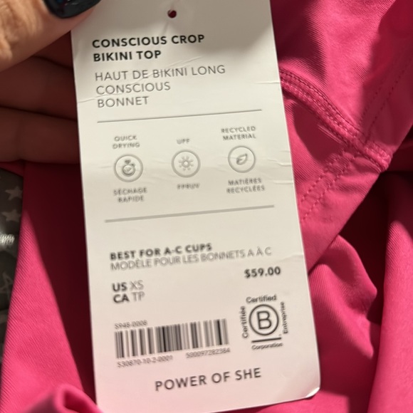 💗 Athleta Conscious Crop Bikini Top A-C // Salvia Pink - Picture 8 of 9